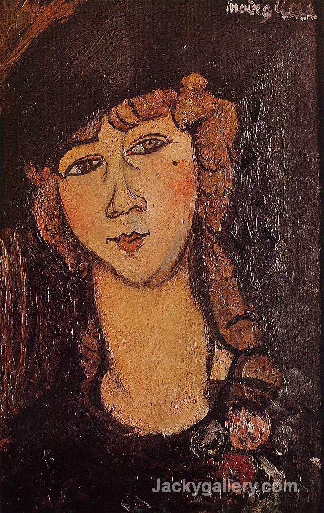 Head of a Woman in a Hat (aka Lolotte) by Amedeo Modigliani paintings reproduction